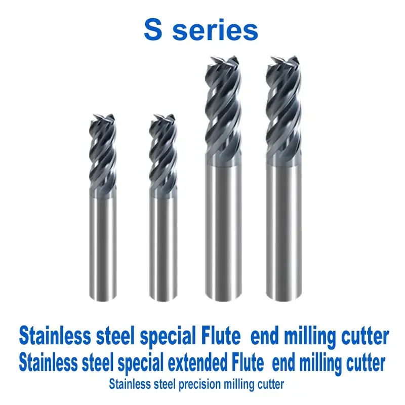 CNC 4 Flute Square End Mill Stainless Steel Milling Cutter for Metal Machining Factory Direct OEM ODM Box Included