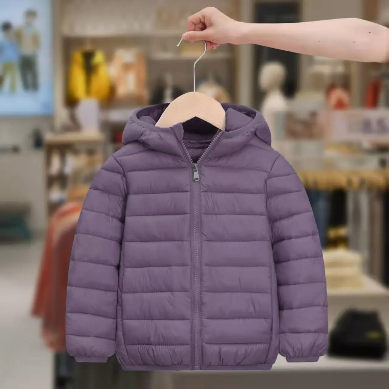 Baby Autumn Winter Kids Cotton Clothes Hooded Jacket Solid Color Down Hooded Jacket Toddler Coat Long Sleeve Baby Cotton Clothes