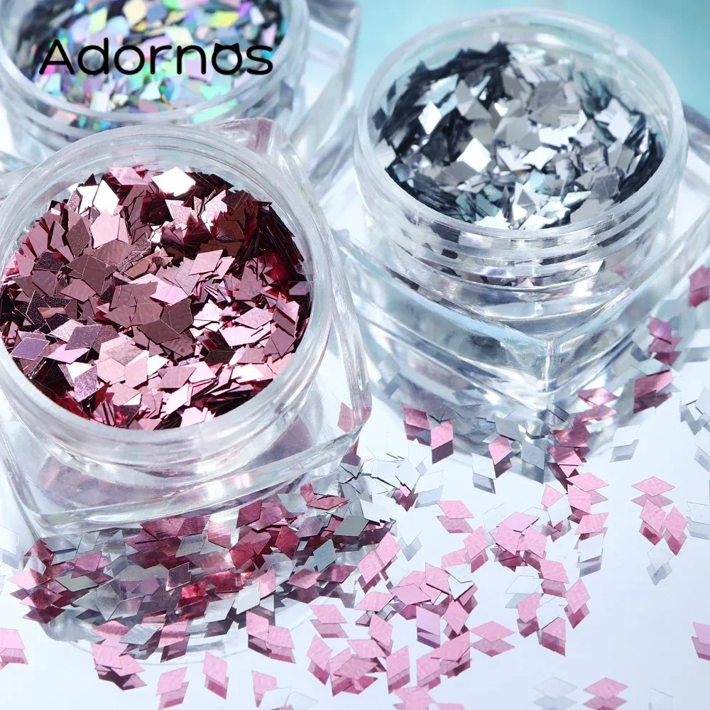 6 Stück holo graphische Glitzer Rhombus Pailletten Nagel Charms Zubehör funkelnde Diamant form Design Flocken DIY Nail Art Dekorationen