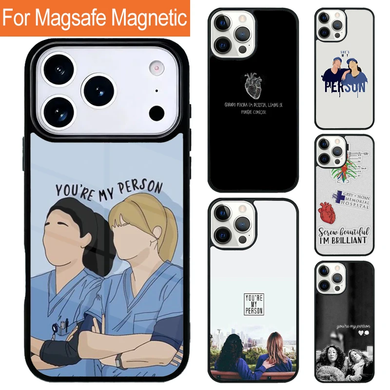 Capa Magnética Macia Greys Anatomy You are my person para iPhone 17 Pro 16 15 13 12 11 Pro Max Air 14 Plus com Magsafe