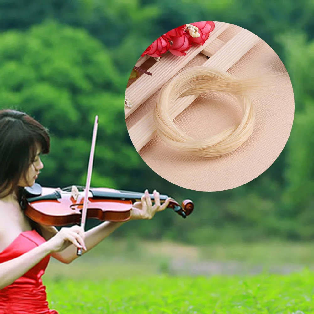 1 Hank Mongolian Horse Universal Violin Bow Horsehair Yellow+White Natural Musical Stringed Instruments Violin Parts Accessories