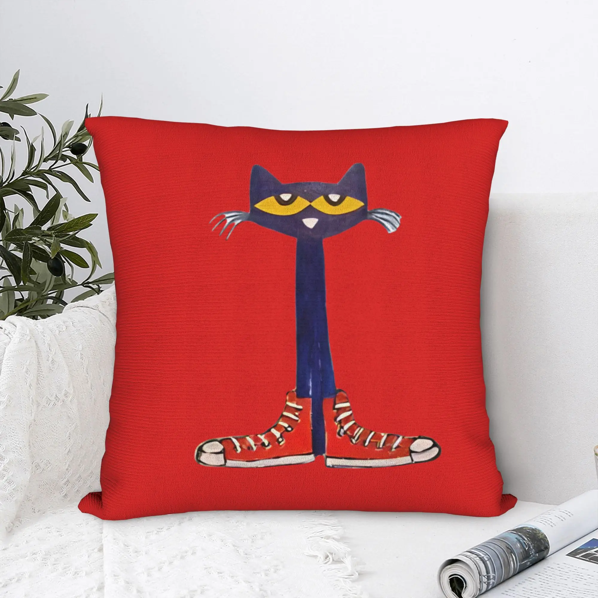 Petes the Cat Standing   Square Pillow Covers Polyester Couch  Cushion Case Creative Decor Pillow Cover 40*40