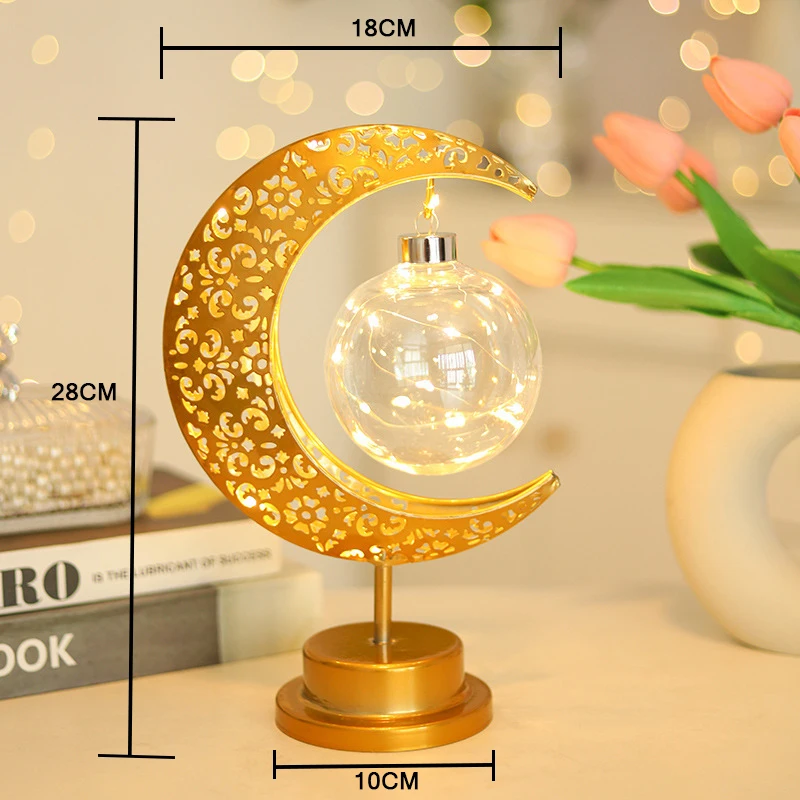 Eid Mubarak Star Moon Light Bedroom LED Table Lamp Muslim Ramanda Festival Night Light Christmas Atmosphere Party Wedding Light