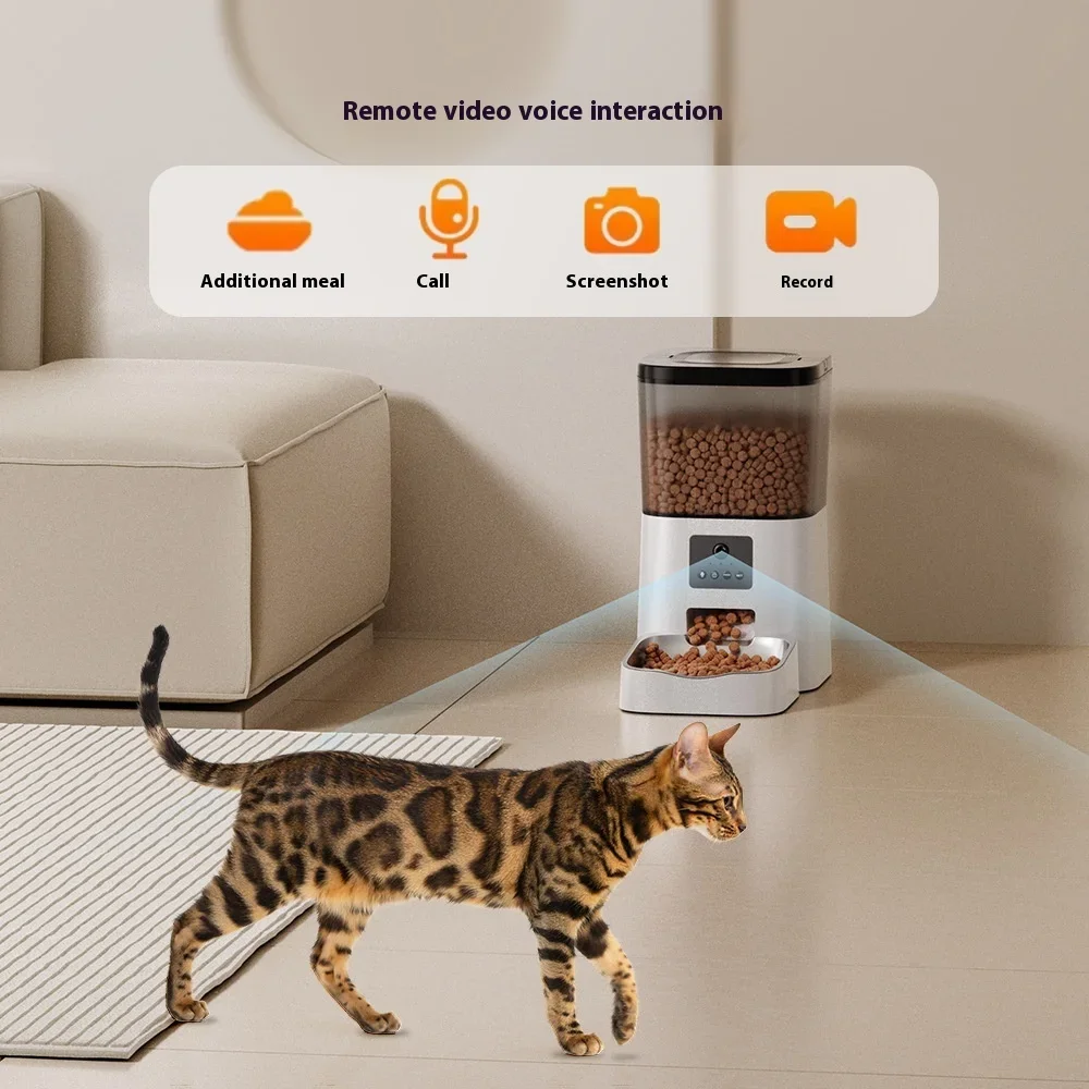 APP/Video Eco-Friendly Intelligent Pet Feeding Machine 4L Capacity Automatic Square IPX5 Waterproof Time Setting Cat/Dog Bowl