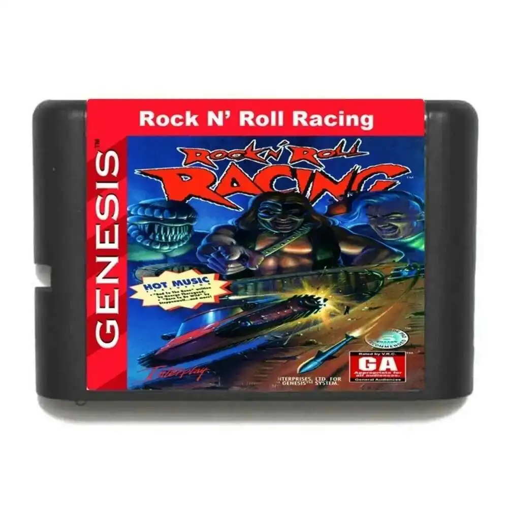 Nueva llegada, tarjeta de juego Rock N Roll Racing de 16 bits MD para Sega Mega Drive para Genesis