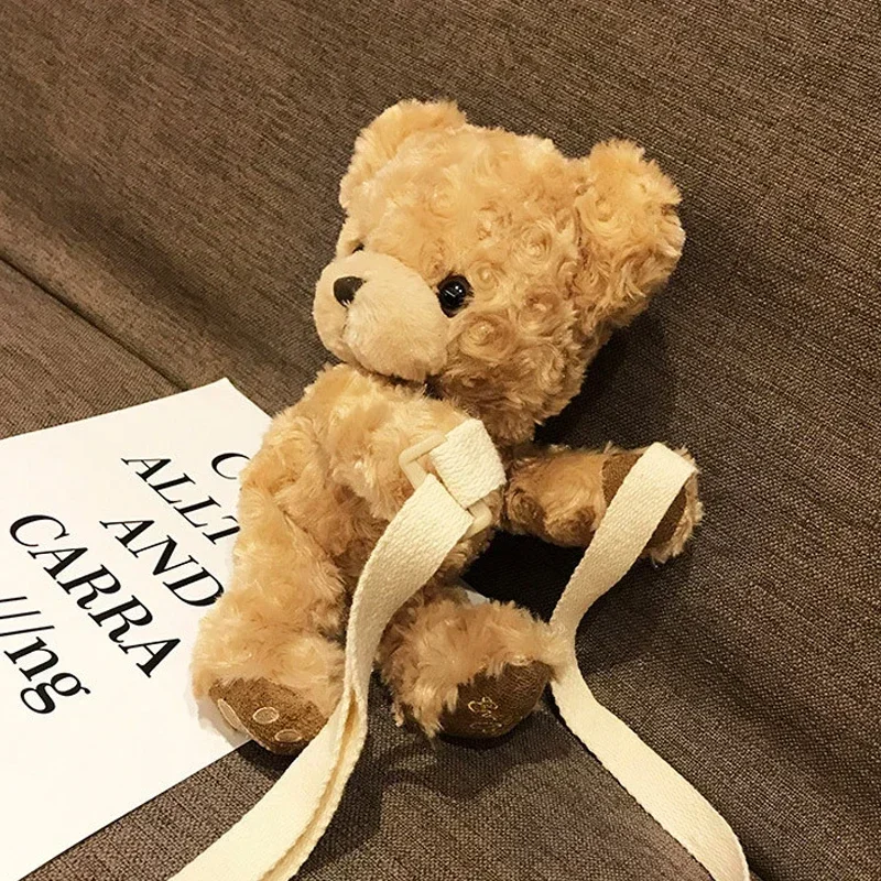 Simpatico orso da donna ragazza simpatico sorriso orso morbido peluche bambola a tracolla mini borsa a tracolla per bambini adorabili mini borse da orso regali