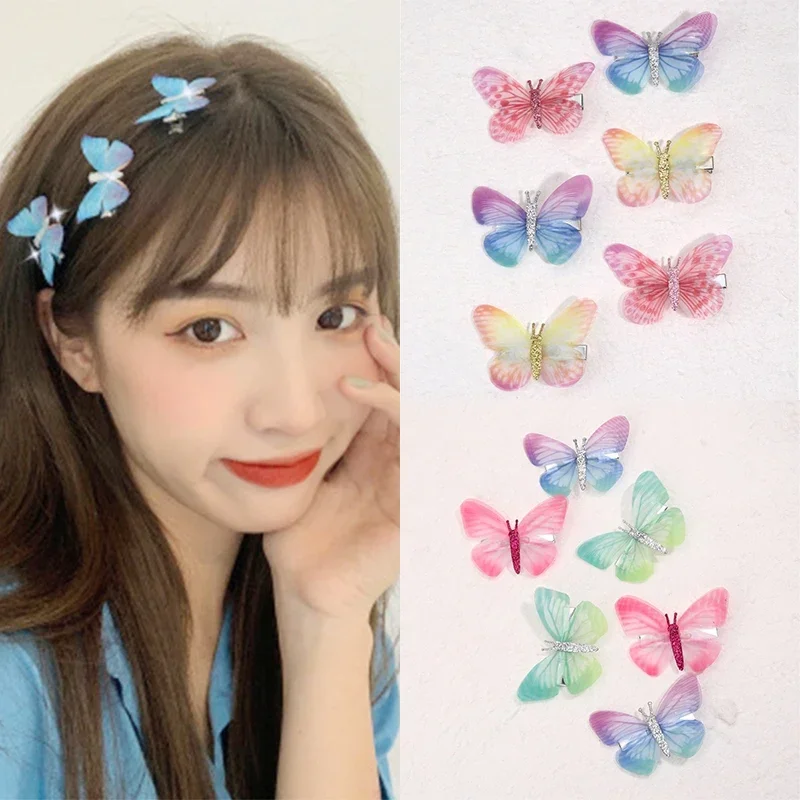 

ncmama 6Pcs/set Butterfly Hair Clip For Women Girl Fairy Embroidery Hairpin Barrettes Lady Headwear Decor Korea Hair Accessories