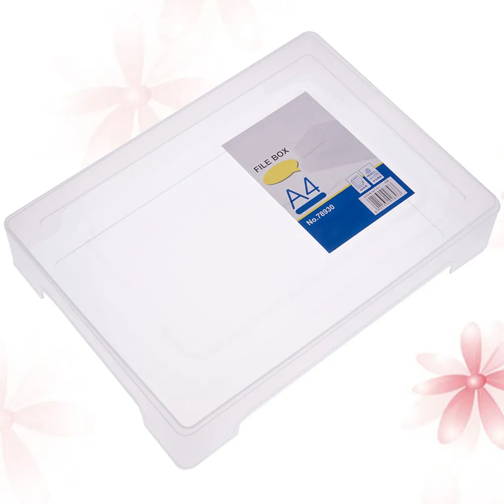

A4 File Box Plastic Transparent Document Organizer Storage Box for Paper Files Magazines Stationery Office and Home