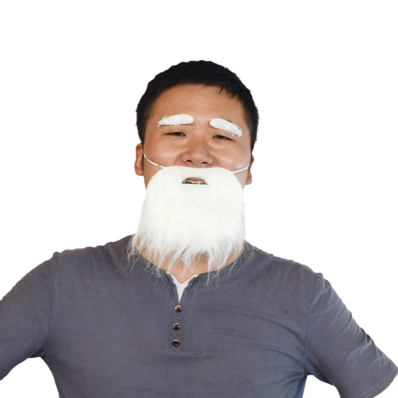 Creative Funny Fake White Beard Dress Up Father Christmas Halloween Role Play Decoration Masquerade Props Party Supplies Gift