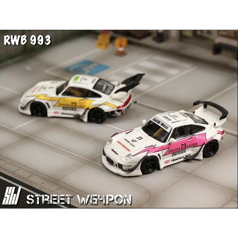 SW 1:64 RWB 993 Lightning Painting Luminous Paint Diecast Diorama Car Model Collection Miniature Toy Street Weapon