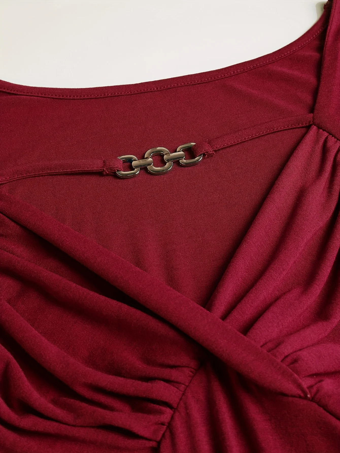 2025, beliebter Stil, großes Damen-T-Shirt mit Schmetterlingsärmeln, Rüschen und Falten, einfarbig, schräge Knopfleiste – Detail 16