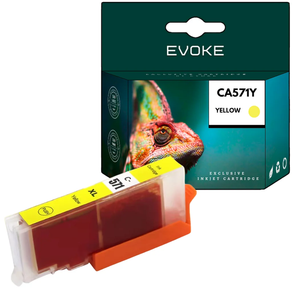 Evoke compatibele inkt voor Canon Cli-571Xl Cli571Xl 0334C001 Cli571Yxl Cli571Y Geel 12 ml 760 pagina's Pixma Mg5750 5751 5752 5753 6850 6851 6852 6853 7750 7751 7752 7753; Ts5050 5051 5053 5055 6050