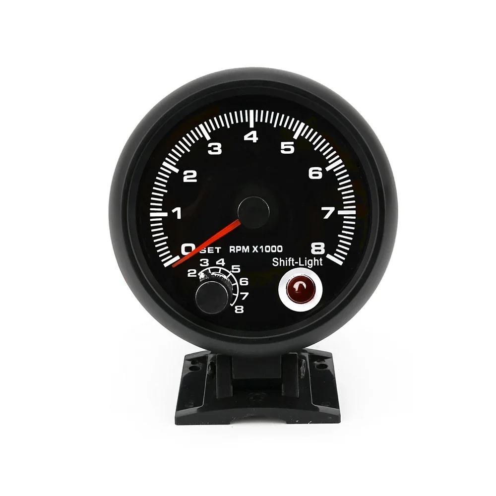 Tachometer Universal 3.5 inch tachometer with 7 colors led 0-8000RPM Black case and Rim Tachometer Car meter