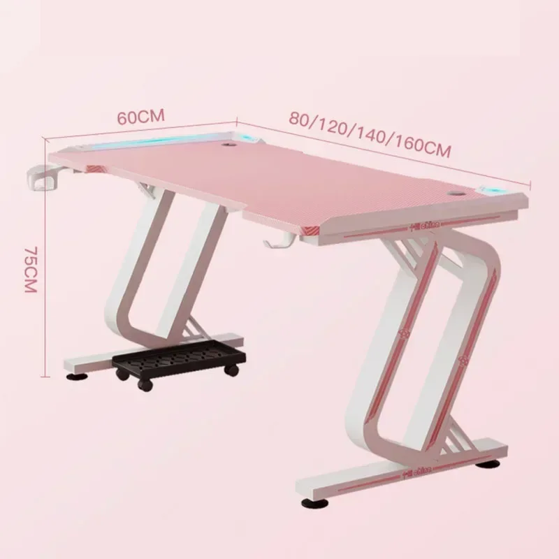 Modern Carbon Fiber Desk for Study Computer Desks Pink RGB Simple and Light Luxury Design Household Esports Set Gaming Desk