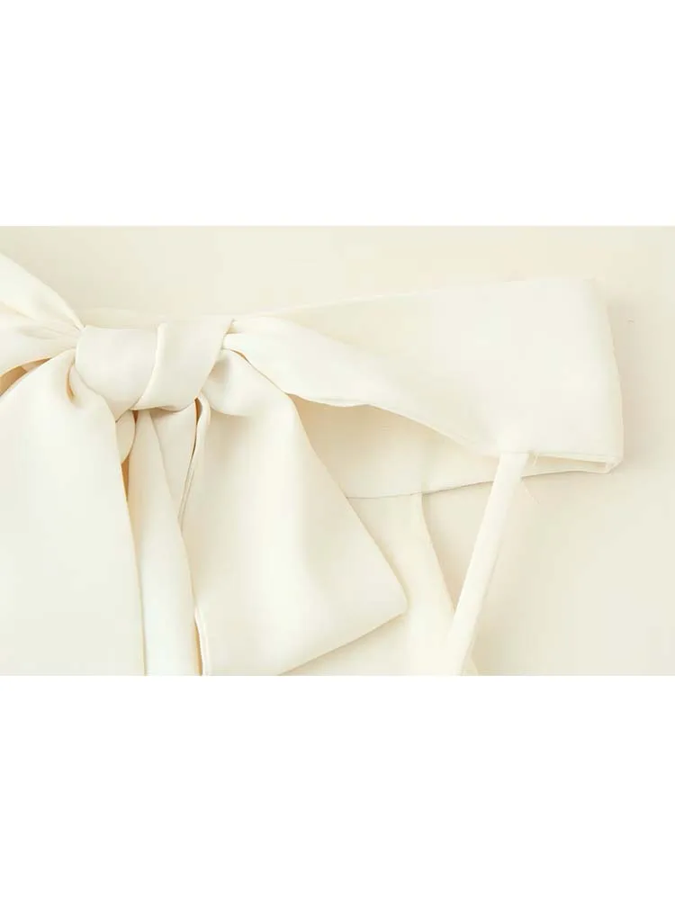 2025 보우 홀터 백리스 드레스 벨트 포함 여성용 롱 드레스 여름 플리츠 우아한 신상 여성 파티 드레스