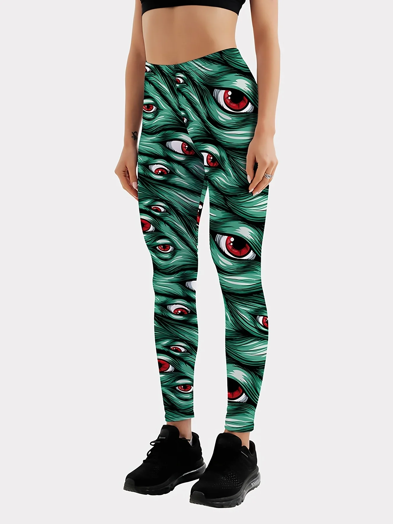 أزياء المرأة عين الشر المطبوعة طماق للياقة البدنية عالية الخصر الصالة الرياضية يغطي الرجل رفع تجريب المرأة الأخضر طباعة سليم اليوغا طماق