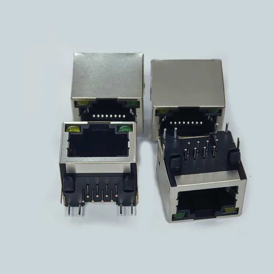 20PCS/Lot 56 RJ45 8P8C Female Jack/Socket Connector Type Steel Shield Network 90-Degree With LED