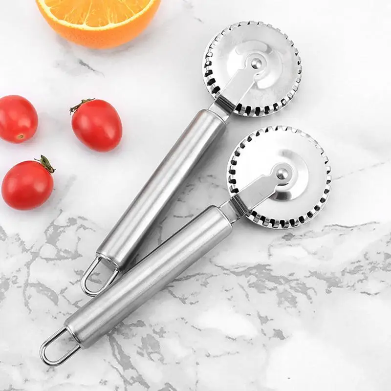 Stainless Steel Pastry Cutter Roller Tool Dumpling Cutter Wheel Pastry Wheel Fluted Edge Non-Corrosive Delicate Baking Tools