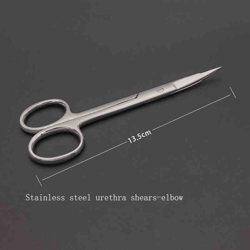 Stainless steel pet surgical instrument fine urethra scissors urethrostomy tool straight head elbow