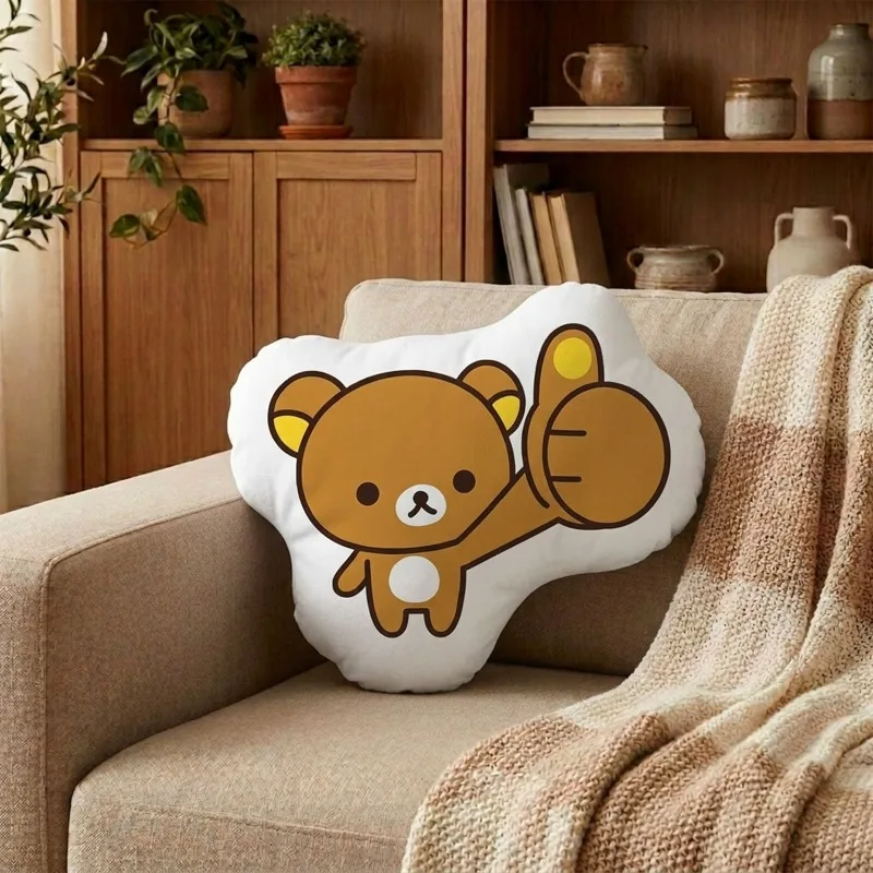 Neues Rilakkuma-förmiges Kissen, hochwertiges, farbenfrohes Cartoon-Animationspuppen-Kissen, kreatives Mädchenherz-Sofa-Auto-Kissen, Geburtstagsgeschenk – Detail 2