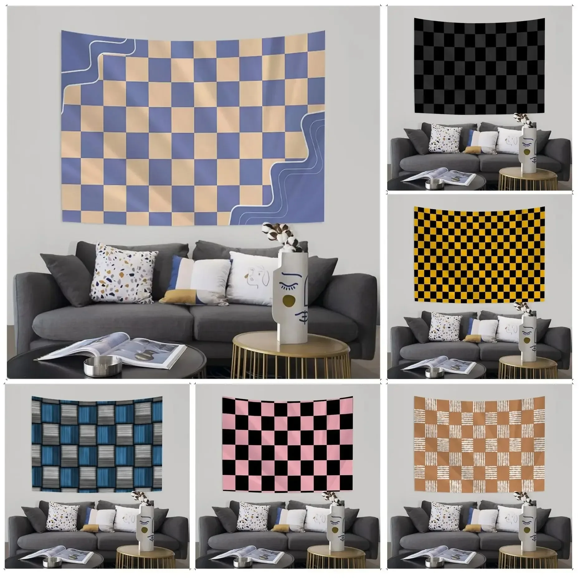 Colorful Checkerboard Wall Decoration Tapestry Home Living Room Tapestry