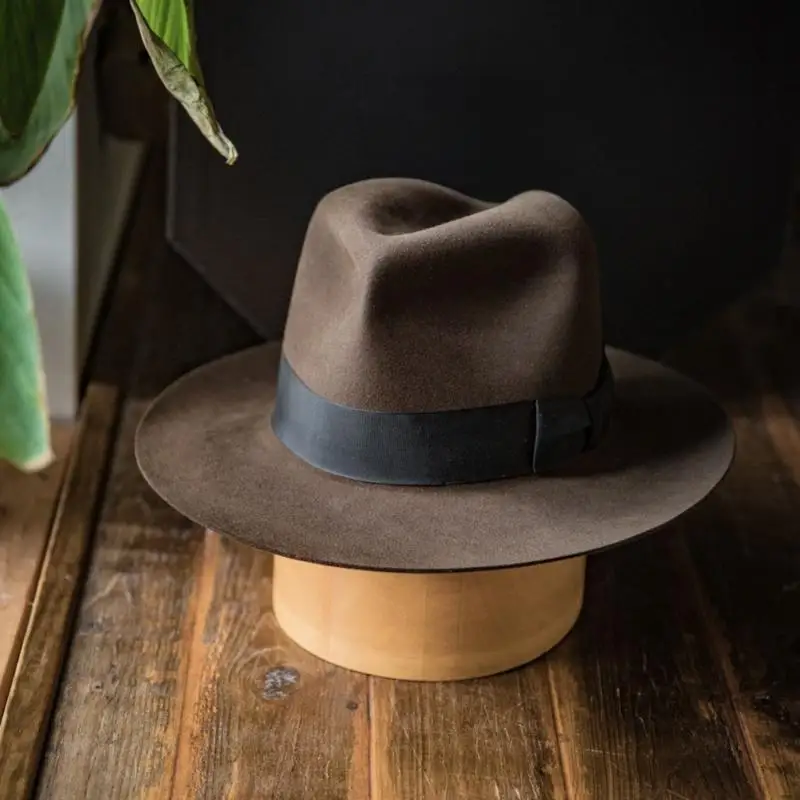 P9FE Elegante Woll-Trilby-Mütze, stilvolle Wintermode-Mütze, Kopfbedeckung für den täglichen Gebrauch – Detail 9