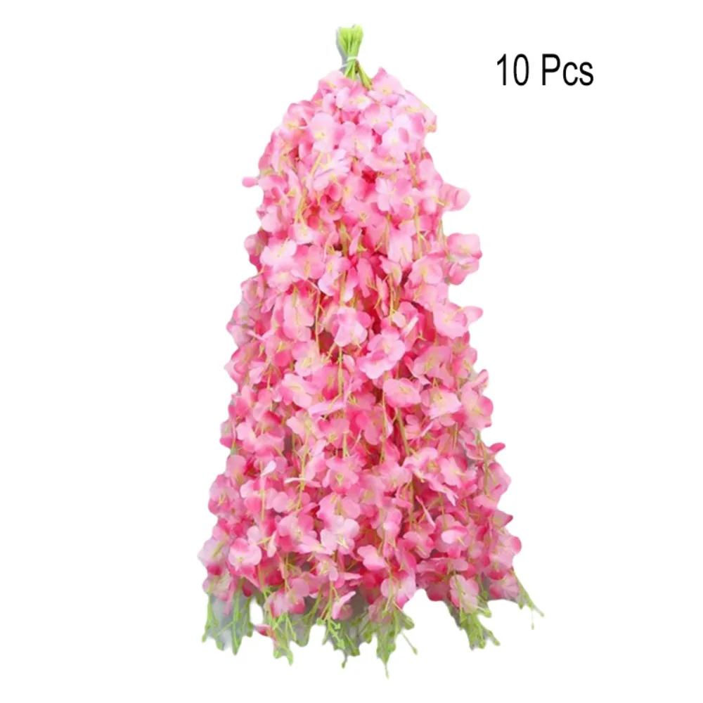 10PCS Bright Color Artificial Wisteria Hanging Flower Realistic Bendable Wisteria Flower Strips Built-in Iron Wire 50CM