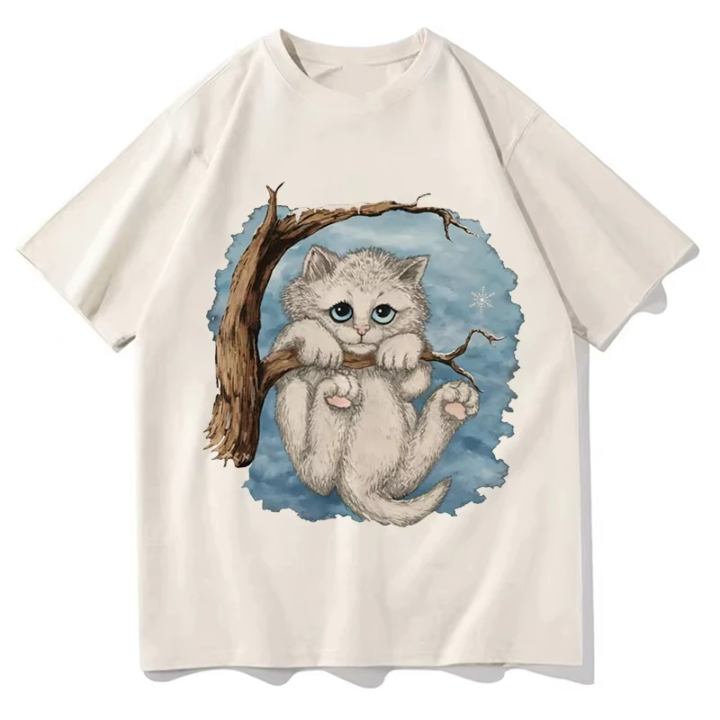 Opalite Kitten in Tree T-Shirts 90s Nostalgia Playful Cat Printed T Shirt Gift Idea Clothes Unisex TS Opalite Music Cotton Tees
