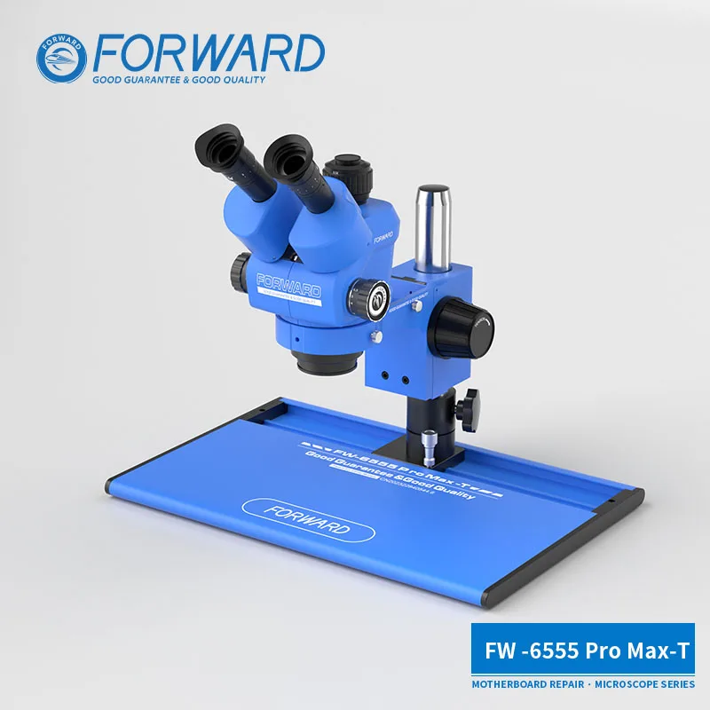 Forward Flexible Large Slide Base Microscopes Good 6.5X-55X Microscope for Mobile Repairing Machines Phone Ipad FW-6555 Pro-MaxT