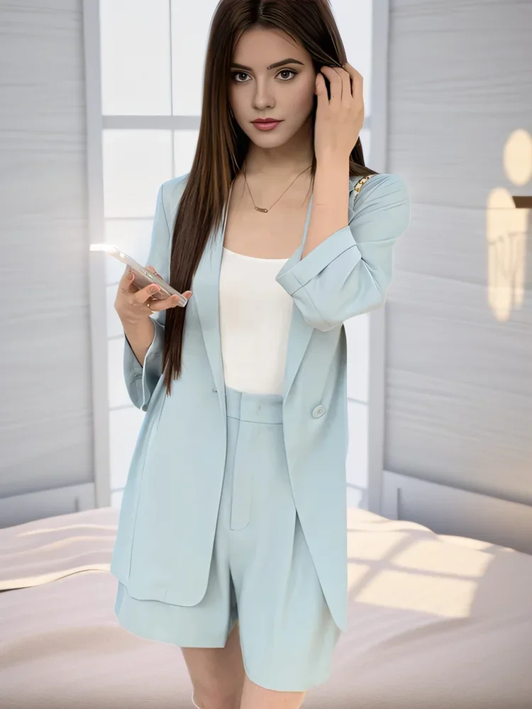 2 Piece Set Blazer For Women New 2024 Spring Summer Korean Fashion Design Casual Shorts Sets Outfits Loose Outwears Hot Sale