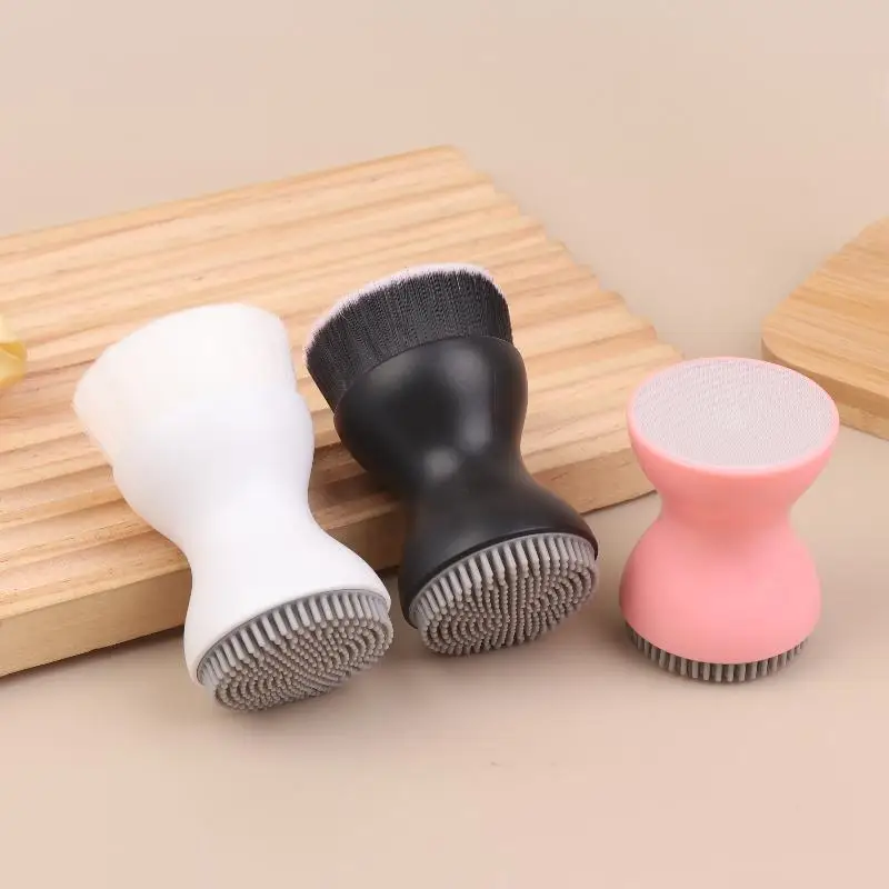Mini cepillo de limpieza Facial Manual, cepillo Facial de masaje de silicona, cerdas suaves, dispositivo de limpieza de mano de doble cara, limpiador de poros