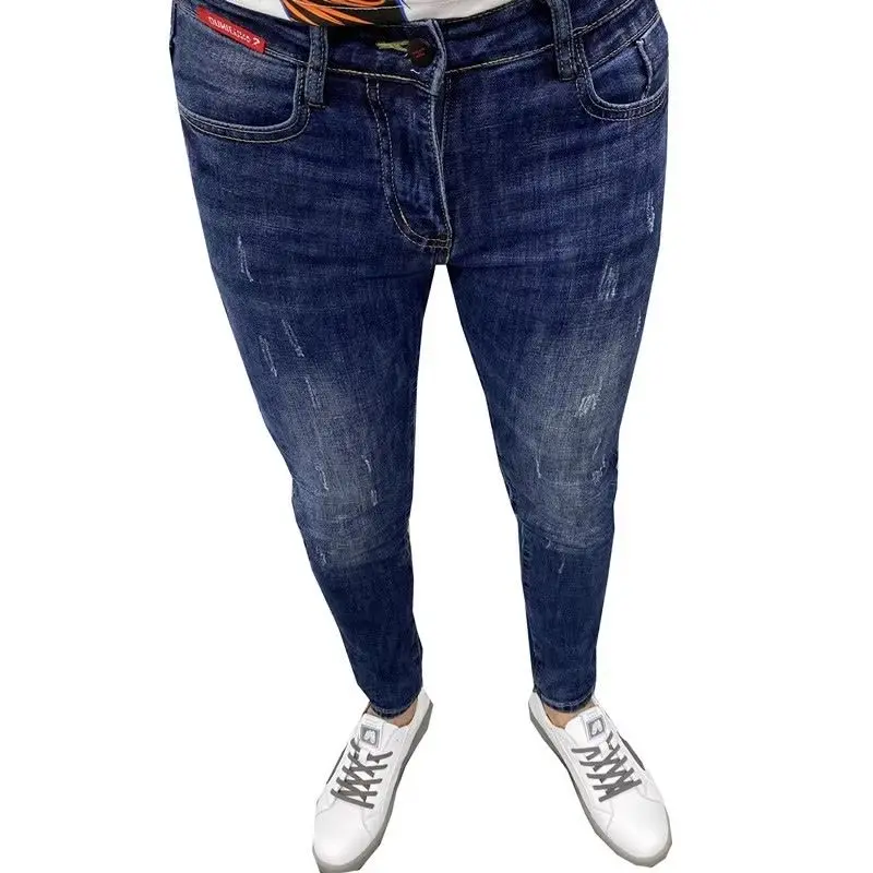 Luxury Brand 2024 New Fashion Men\'s Jeans Slim Fit Casual Korean Style Denim Pants Autumn Spring Scratched Stretch Trousers Male