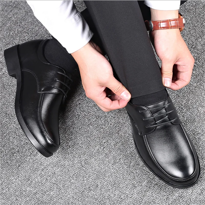 Men\'s Business Leather Shoes Formal Leather Shoes Breathable Round Toe Casual Leather Dress Shoe Social Lace Up Large Size 46 47