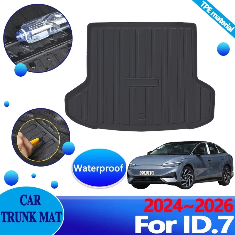 Car Trunk Floor Mat for Volkswagen ID.7 2024 2025 2026 VW ID 7 ID7 Waterproof Carpet Luggage Upholstered Storage Pad Accessories