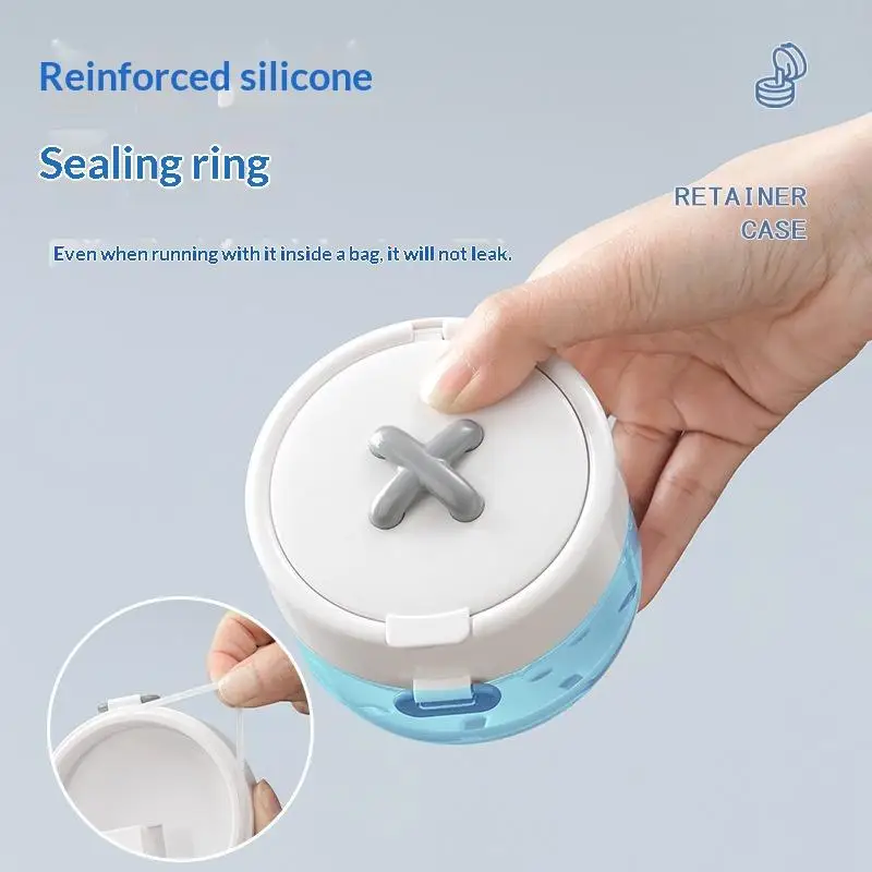 Lightweight Portable Denture Retainer Case 2 In 1 Multi-layer Clip-on Cap Storage Box for Pocket Bag Carry Travel