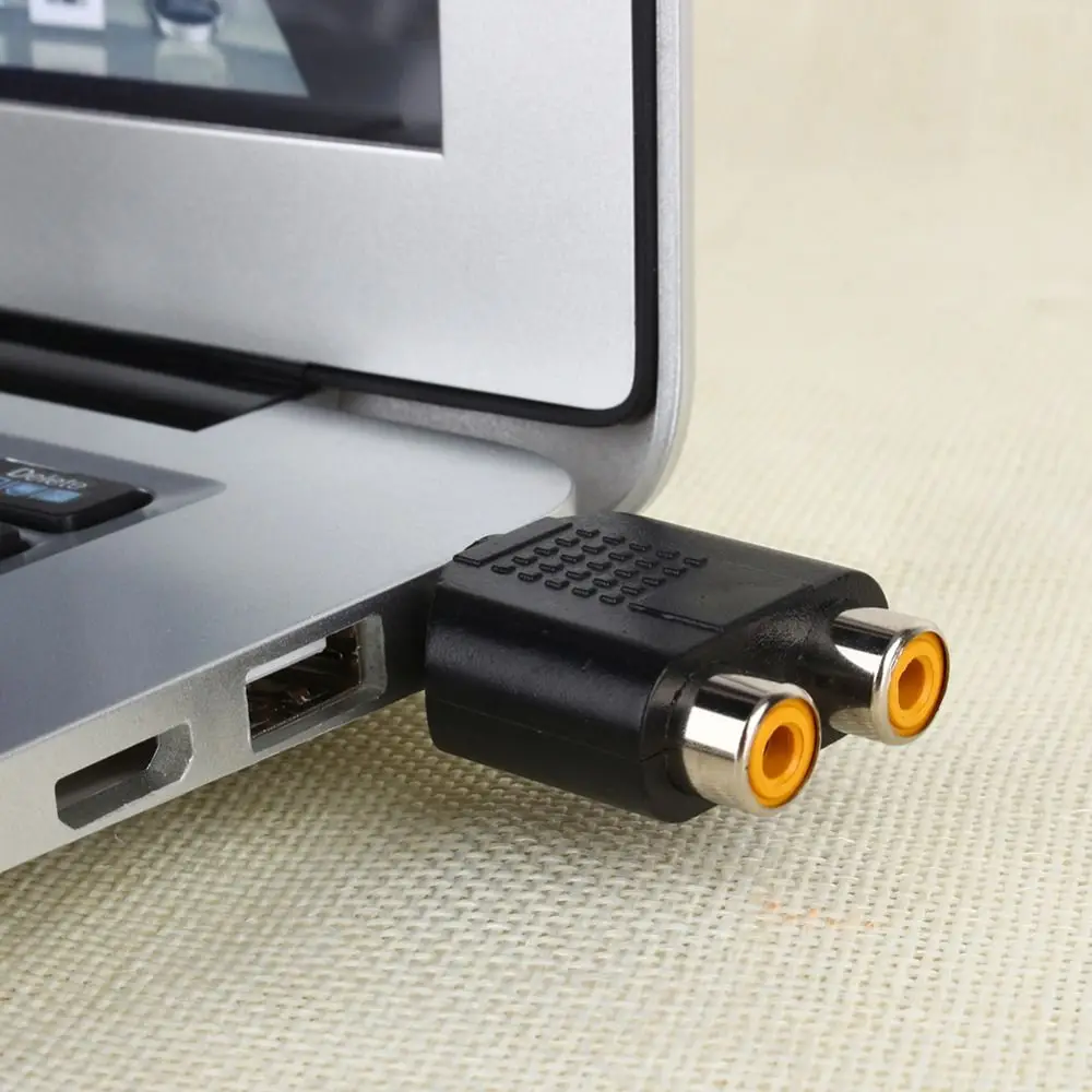 2pcs Consumer Electronics Video Accessories TV Converter Audio Adapter 3.5mm To 2 RCA Female Male Y Splitter
