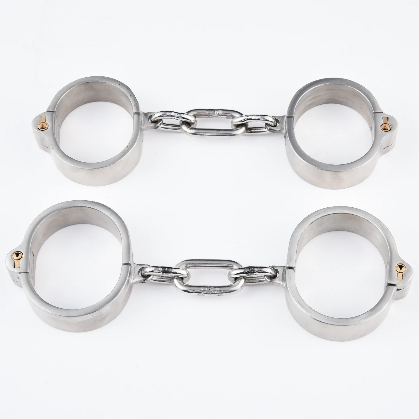 Stainless Steel Oval Handcuffs Wrist Ankle Cuffs Bondage Lock Slave Wear BDSM Restraint Harness Sex Toys Detachable chain