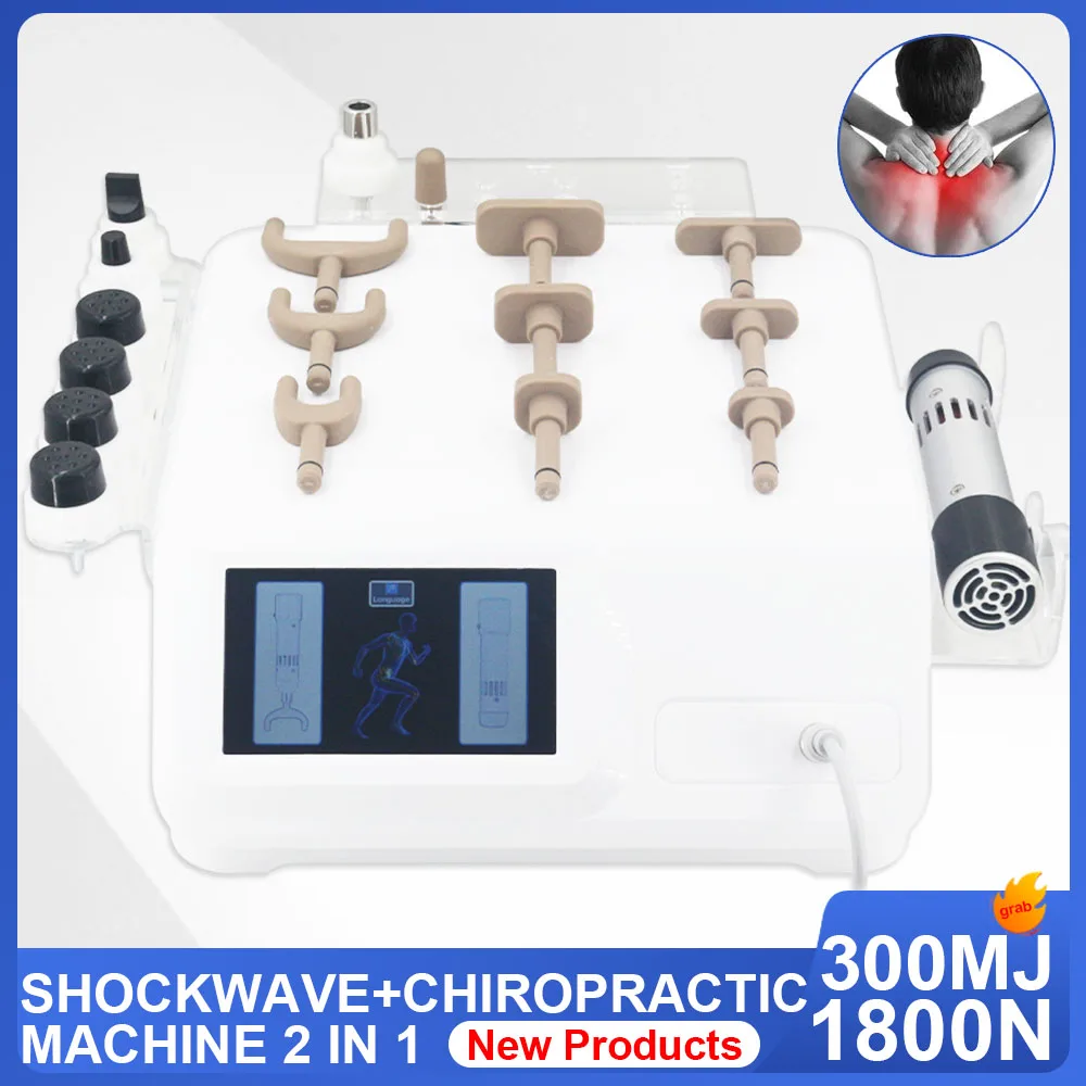 

300MJ Shock Wave Therapy Machine For ED Treatment Muscle Relaxation Body Pain Relief 1800N Electric Chiropractic Correction Gun