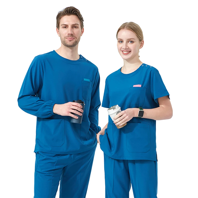 Hot Sale Solid Color Surgical Uniform Women and Men Stretch Nursing Clothes Ultra Lite Dentist Pediatric Medical Scrub Suits