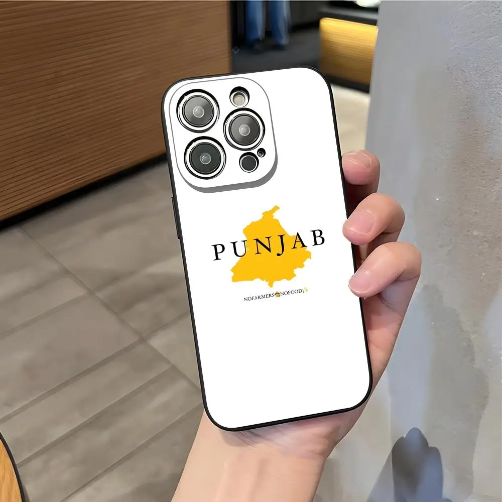 حافظة هاتف P-Punjab Map لهاتف آيفون 17 Ari 16 E Pro Max 15 14 13 Mini 12 Pro 11 XS Max 7 8 Plus غلاف ناعم أسود