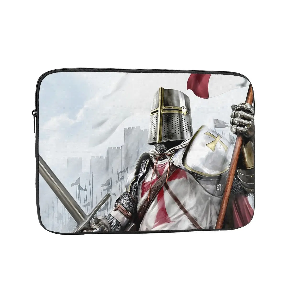 Laptop Sleeve Case Medieval Cross Broadsword Flag Crusader 15 17 Inch Notebook Sleeve Cover Bag Knights Templar Shockproof Case