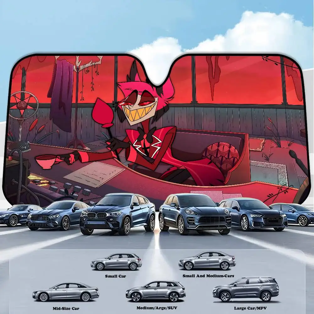 

Popular Anime H-Hotel H-Hazbin Alastor Cartoon Window Foils Heated Windshield Sunshade Car Front Window Visor Car Solar Protect