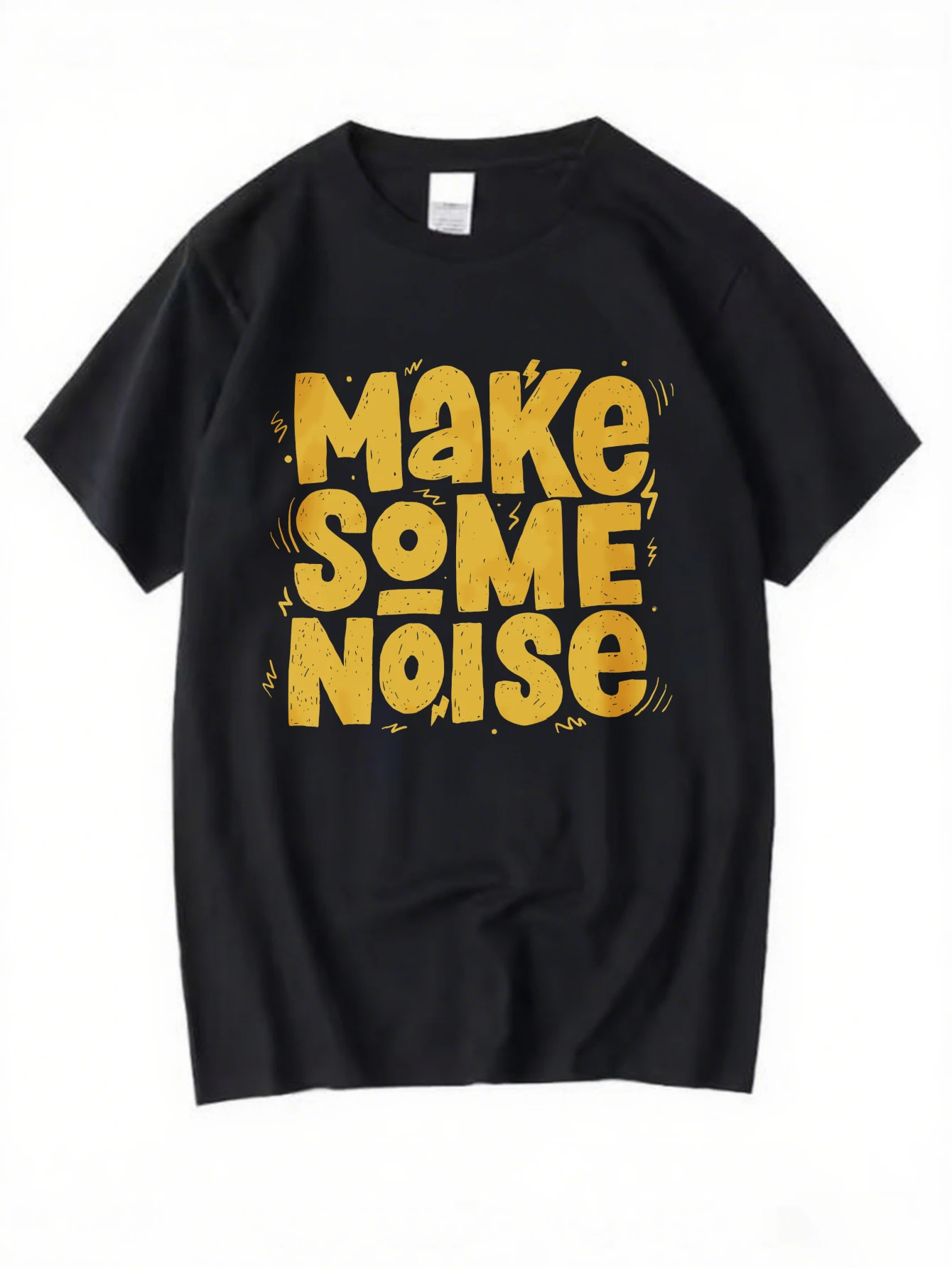 

Men's "Make Some Noise" Letter T-Shirt Rock Music Retro Casual Streetwear Cotton Tops