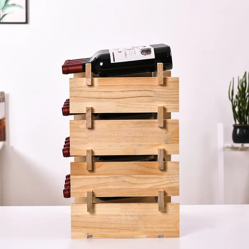 One-layer Fashion European Creative Wine Rack Solid Wood Wine Rack Non-wall Hanging New Wine Rack DIY Bar Accessories Home Bars