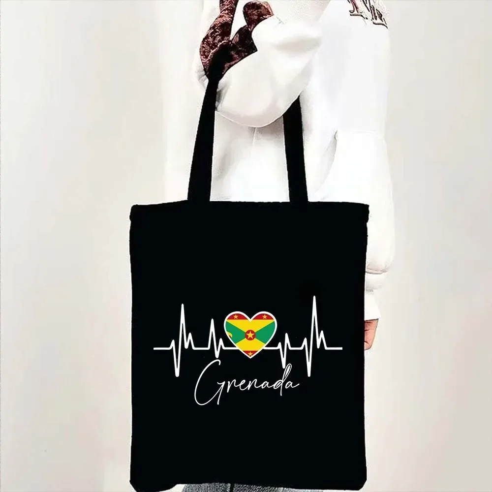 Palestine Mexico Malian Greece Cuba Bulgaria Romania Bissau Venezuela Afghan Heartbeat Heart Flag Canvas Tote Bag Cotton Handbag