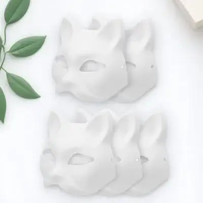 

Diy Blank Masks For Halloween Hand Painted Cat Half Face Masquerade Costume Party Decoration White Adults Couple Cosplay