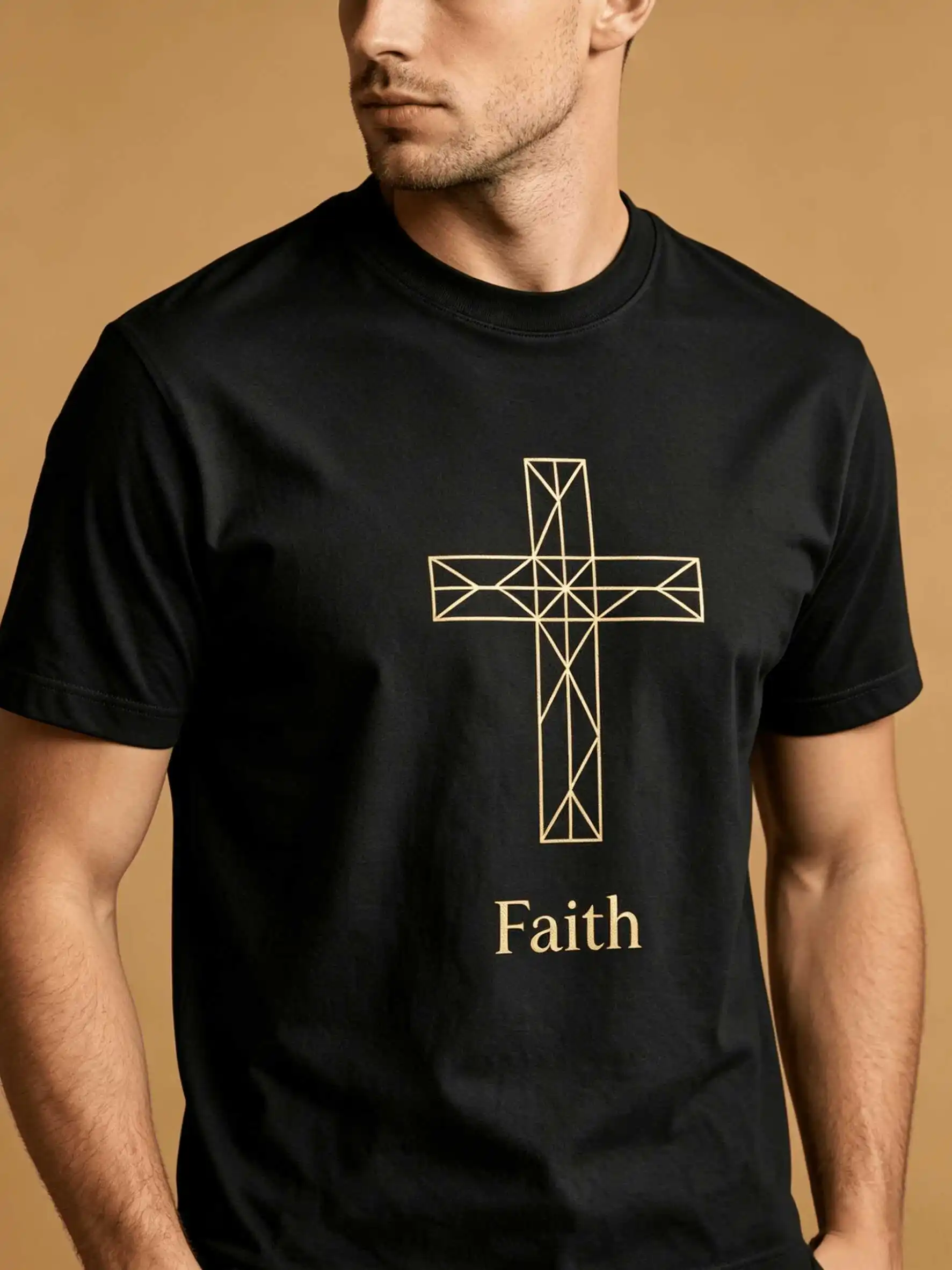 US Local Shipping Summer Cotton Minimal Cross Faith Tee Quiet Luxury Gift S-5XL