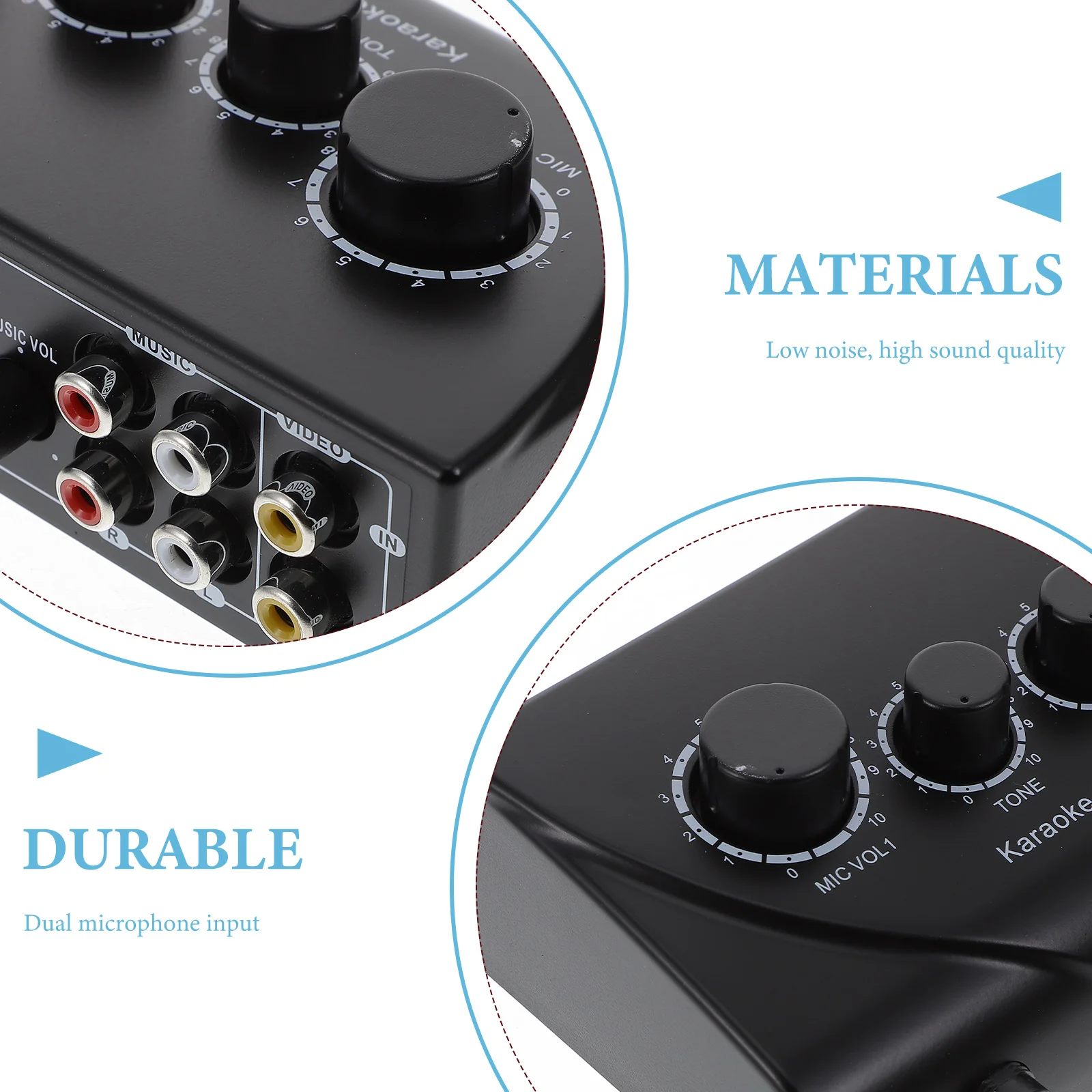 

1 set Professional Karaoke Mixer Dual Microphone Input Black Audio Mixer Sound Board Music DJ Equipment Low Noise High Quality
