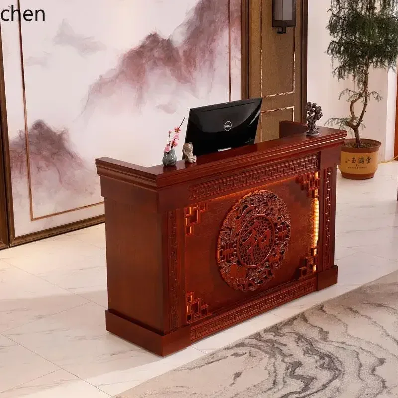 DSA New Chinese Style Cash Register Retro Solid Wood Tea House Multi-Functional Bar Reception