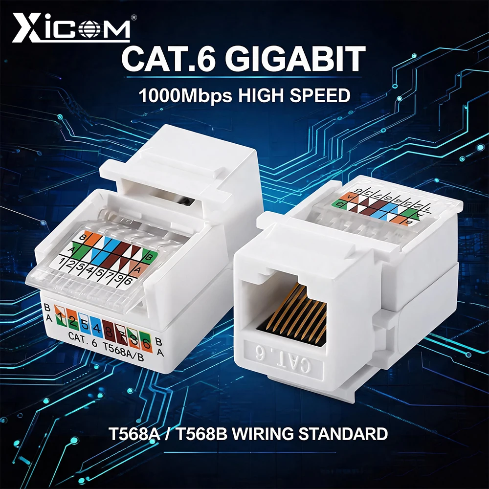 10/30/50pcs Xicom Cat3/CAT5E/CAT6 Rj45 Keystone Jack, Gigabit Network Outlet, UTP T568A/B, Toolless, No Punch-Down Tool Required